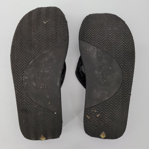 Volatile Size 10 Thong Sandals Womens Crocodile Print Flip Flops Wedge Black - Picture 7 of 8